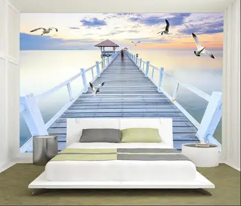 Потребителски тапети стенопис морска надлез чайка пейзаж на фона рисувани стенни начало декор дневна спалня 3D тапети