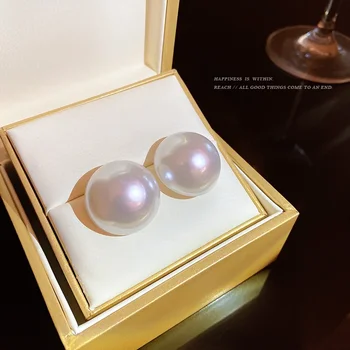 Преувеличени обеци-карамфил с големи перли за жени, дамска мода, луксозни Сребърни игли S925, Обеци, бижута, аксесоари, Подаръци