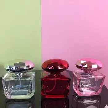 Прозрачен флакон за парфюм обем 30/50 мл, преносим стъклен флакон-спрей бутилка с капачка от благородни камъни, козметични контейнер, пътен кран за