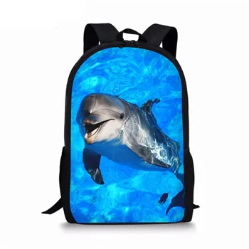 Раница с делфина, чанта за училище за момичета, скъпа чанта за книги с океанскими животни, чанта за начално училище за момчета, ученически пособия