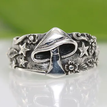 Реколта пръстени с цветен модел на горски гъби за мъже и жени, пръстен в стил ретро пънк, пръстени за нощни клубове, пръстени за колоездачи, Подарочное Звездното пръстен