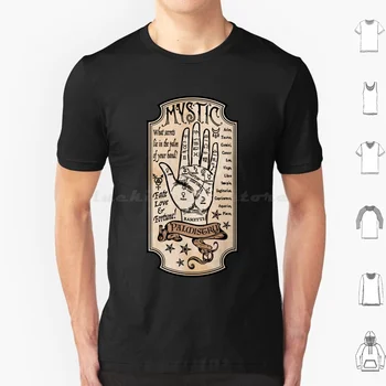 Тениска с мистичните хиромантией 6Xl, памучен готина тениска, Реколта тениска с вещици, Хелоуин, Ретро Хелоуин, спиритизма, магия