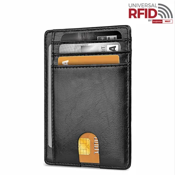 Титуляр кожени чанти и калъфи за карти 2023 Нов ултра тънък мъжки портфейл RFID ID от телешка кожа Credit