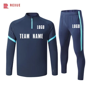 Футболен спортен костюм, мъжки детска футболна яке и панталони с ципове, зимен пролетен тренировъчен комплект с топъл, може да се създаде име, номер, лого