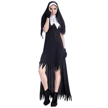 Хелоуин Cosplay Страшен костюм Монахиня-Демон за възрастни Карнавальная парти добре облечени дрехи
