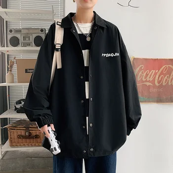 Яке-карго Мъжки Тънка Модната Марка Hong Kong Style Свободно Ежедневното Корейското палто с ревера Ruffian Shuai с дълъг ръкав